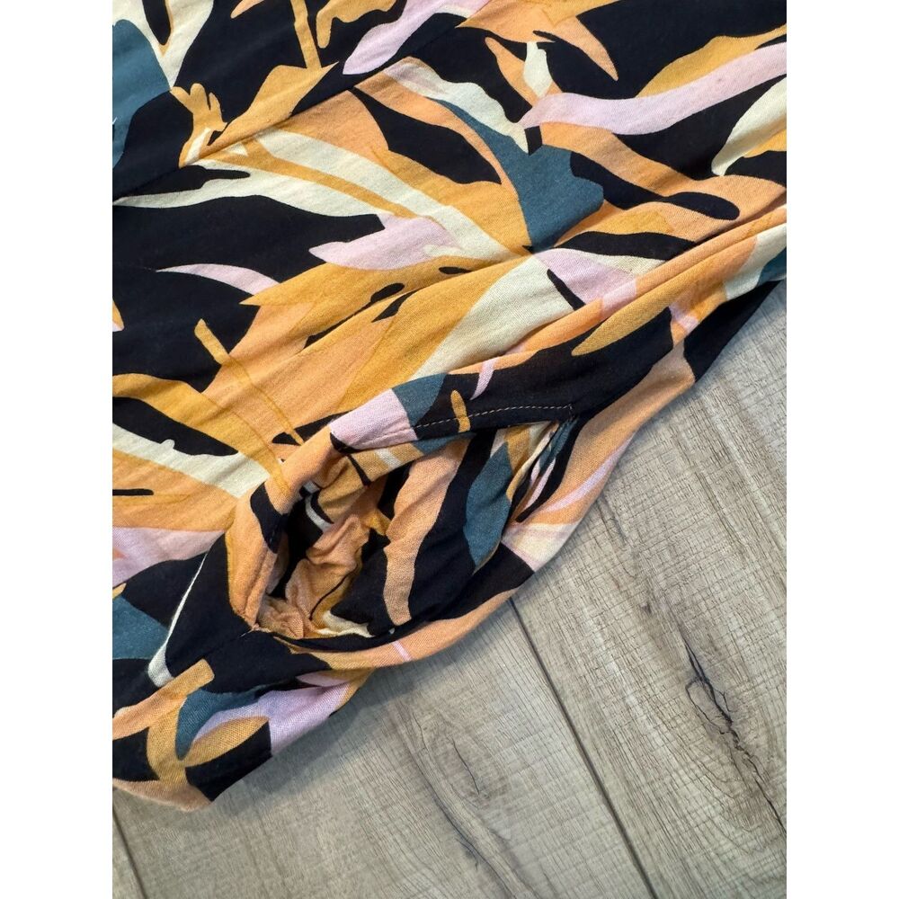 World Market Romper Jumper S M Abstract Palm Print Wide Leg Pockets Women's Boho - Picture 3 of 5